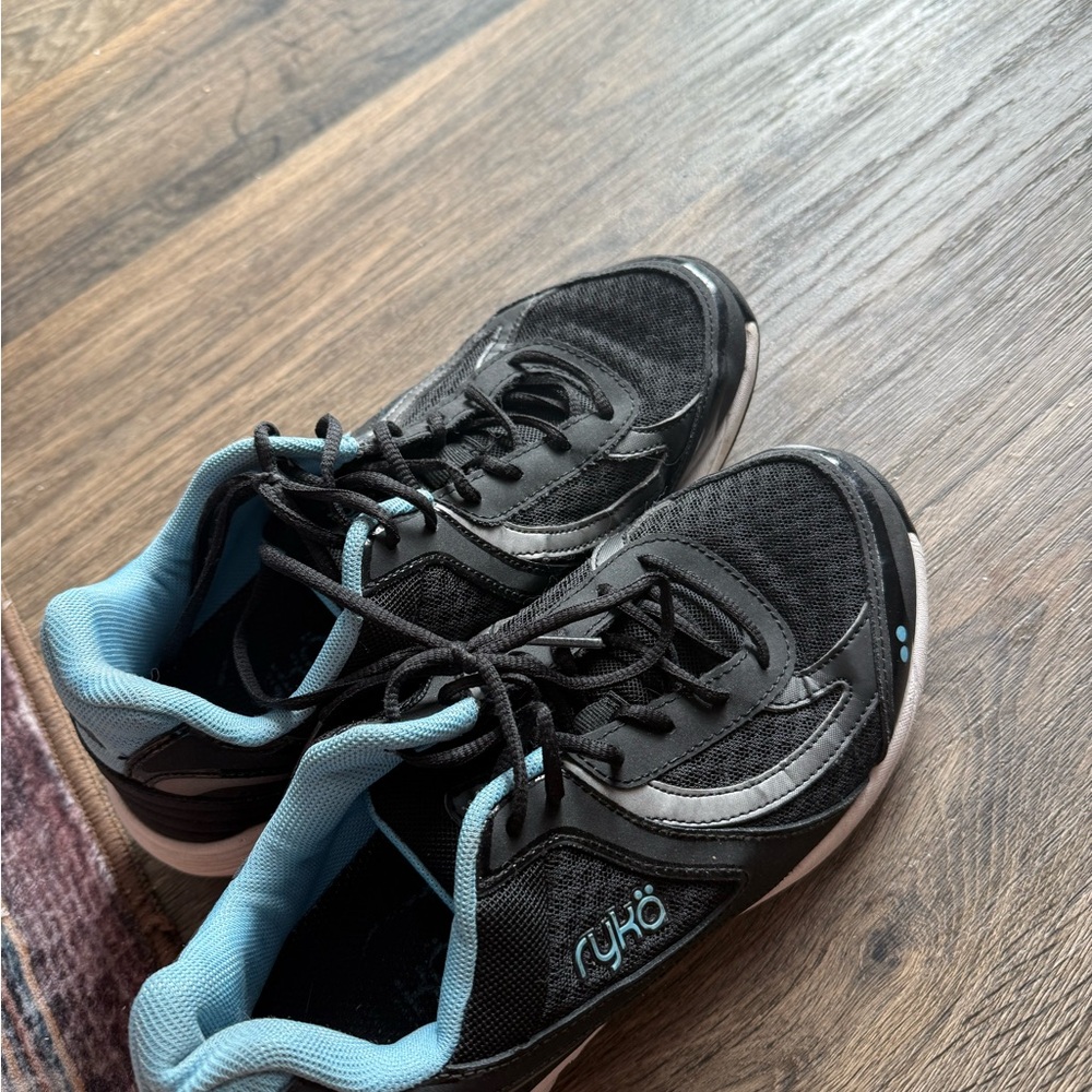 Ryka Black Sneakers with Blue Highlights